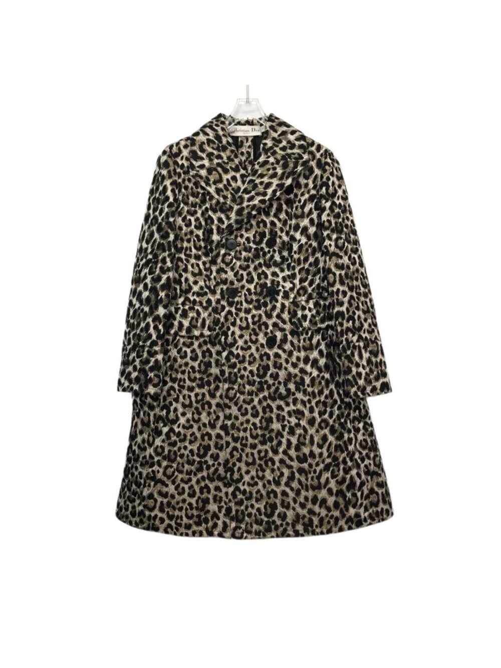 Dior Dark Brown Leopard Print Mulberry Silk Double-Breasted Coat